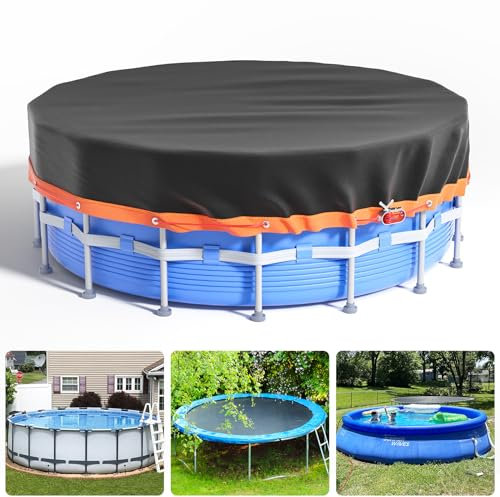 Bâche de piscine ronde de 5,5 m – Bâche solaire pour piscines hors sol en tissu Oxford avec treuil et câble, imperméable et résistante à la poussière