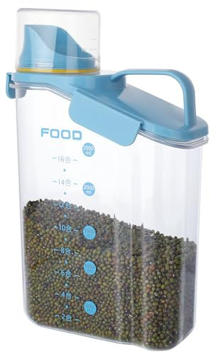 Dog Food Storage Container, 2.8L Portable Pet Food Container Cat Food Storage Airtight Food Storage Bin with Lid & Measuring Cup for Cats Dogs Outdoor TravelBlue)