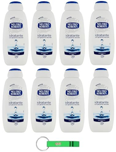 8 gel de ducha Neutro Roberts Bagnodoccia Idratante, con glicerina natural, gel de ducha que ayuda a hidratar y limpiar la piel, 450 ml, incluye llavero Beni Culinari