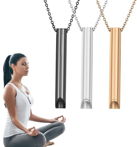 Mindfulness 3PCS Anxiety Relief Necklaces, Stress Relief Necklace - Portable Deep Breathing Meditation Aid for Men & Women
