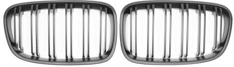 X AUTOHAUX Frontstoßstangen-Kühlergrill Nr. 51137262117/51137262118 für BMW 1er Serie F20 11-14 Frontstoßstangen-Nieren-Kühlergrill Doppelschlitz Mattschwarz 1 Paar