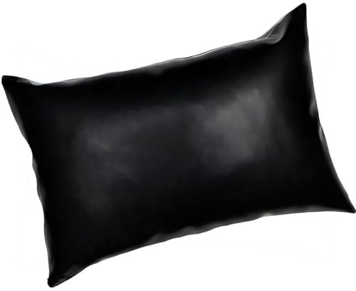 Klassische Latex Kissenbezüge mit Reißverschluss, 20 x 28 Zoll Latex Kissenbezug, Naturkautschuk Kissenbezug,Handgefertigter Latex Kissenschutz (Schwarz, 20 x 28 Zoll)