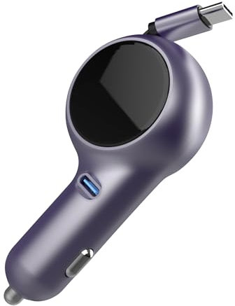 Retractable Car Charger, Car Phone Charger USB-C 2 in 1 60W, Car iPhone Charger for iPhone 16 15 Pro Max Plus, Samsung Galaxy S24 S23 iPad Pro