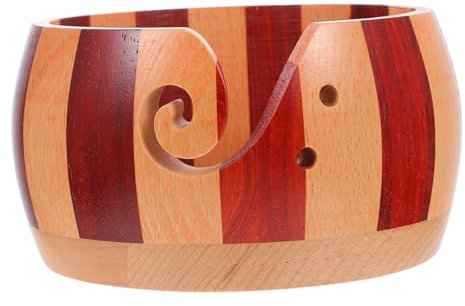 SEWACC Holz Garnschale Wollgarnschale Runde Glatte Schale Garnhalter Strickgarnschale Garn Lagerung Schüssel Für Stricken Und Häkeln