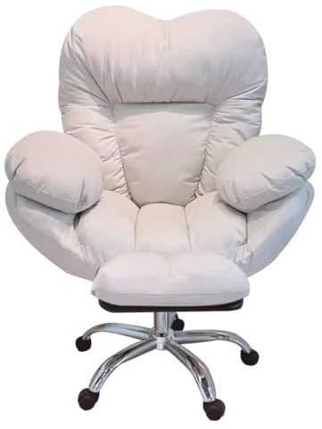 Relaxsessel mit Aufstehhilfe Gaming Rückenlehne Lazy Sofa Heimbüro Schreibtischstühle für Wohnzimmer, Gaming-Stühle bequeme Büro-Schreibtischstühle Sessel für Schlafzimmer (Farbe: Beige mit Fußstütze)