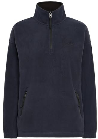 OXMO OXMatsine Damen Pullover Fleecepullover Pulli mit Teddy-Futter Reißverschlusstaschen Troyerkragen Label-Details Loose fit, Größe:XS, Farbe:Insignia Blue (194010)