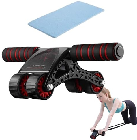 Bauchmuskeltrainer Rollentrainer - Automatische Radkraft-Maschine | 4-Rad Bauchtrainer mit Matte, Bauchtrainer aus Brettern für Basistrainer