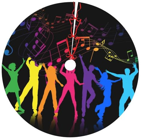 Tanz mit Musik bedruckter Weihnachtsbaumrock, 121,9 cm, verdickt, für Zuhause, Party, Urlaub, Weihnachtsdekorationen