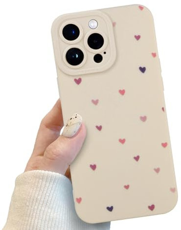 Handyhülle für iPhone 14 Pro Weiß mit Kameraschutz, Handyhülle mit Niedliche Herz Muster für Frauen Mädchen, Kratzfeste Herz Hülle für iPhone 14 Pro