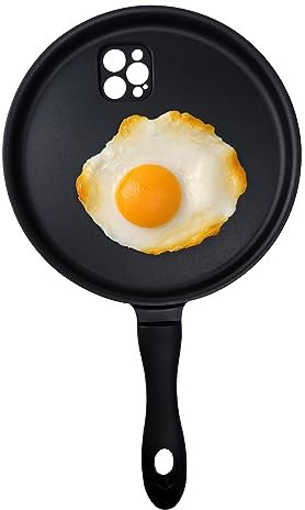 Funny Fried Cooking Egg Phone Case, Frying Pan Creative Phone Case for iPhone 15 14 13 12 11 Pro Max X XS XR Silicone Case Cover (for iPhone 16)
