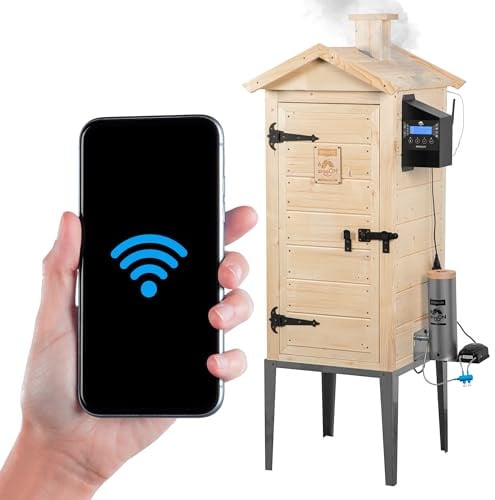 BROWIN® Elektrischer, modularer Holz-Smoker mit Wi-Fi dragON Wood 330346 IQ100 | Garten-Räucherofen mit Rauchgenerator | Perfekter für exquisite Geschmackserlebnisse | Großes Fassungsvermögen 200L