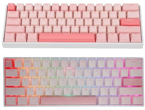 Bewinner Teclado Mecánico con Cable - Teclado para Juegos con Interruptor Rojo RGB de 61 Teclas, Teclado Ergonómico con Interruptor con Cable USB para Oficina en Casa