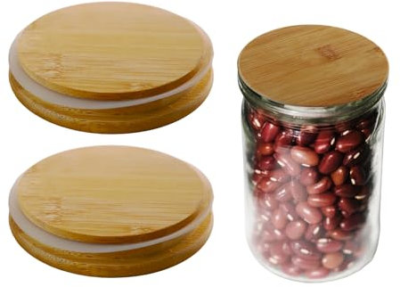 Qwrqwr 2 Stück Flaschenverschlüsse Bambusdeckel 90~110mm Große Konische Korken 2cm Dick für Glasflaschen, Kaffeetassen, Gläser, Joghurtgläsern, DIY Dekor