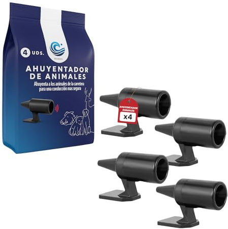 BeWave Ahuyentador Ultrasónico para Jabalíes y Animales – Pack 4 Unidades para Coche | Reduce Riesgo de Accidentes | Resistente a Lluvia y Clima | Incluye Guía de Prevención