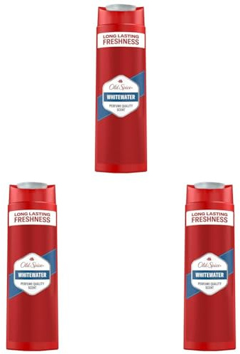 Old Spice Whitewater 3-in-1 Duschgel für Haar, Gesicht und Körper 400 ml, langanhaltende Frische, Duft von Parfumqualität, Tiefenreinigung (Packung mit 3)