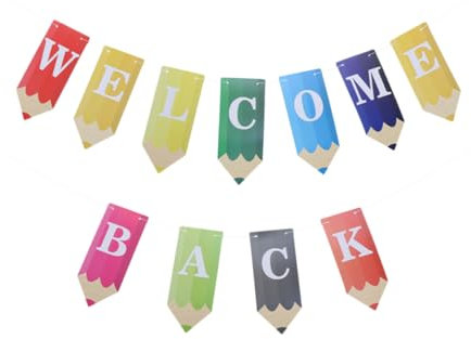 OSALADI Back to School Banner Deko Willkommen Zurück Girlande Mit Bleistiftbuchstaben Einfach Aufzuhängen Nachhaltige Materialien Für Klassenzimmer Und Feiern