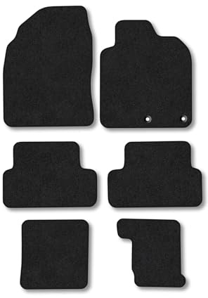 Nissan Qashqai +2 (2007-2013) Premium Car Mats Accessories Tailored Fit Tufted-Pile Carpet Black Trim Non-Slip Floor Mats Full Coverage Compatible Accessory Full Front & Rear Set Hand-Finished