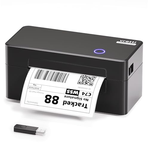 vretti Thermal Label Printer, 4x6 Shipping Label Printer for Small Business, Compatible with Windows Mac OS Linux and Chrome OS, Stable for Amazon Royal Mail Hermes eBay Shopify, USB Only