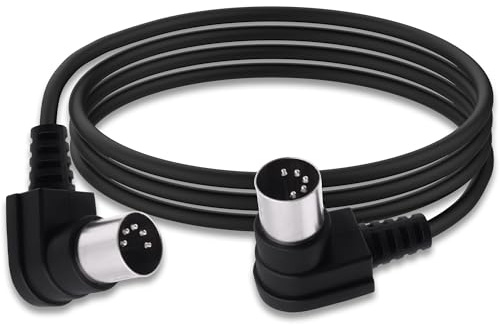 YARCHONN Din 5Pin MIDI Cable Male to Male Right Angle 90 Degree 5 Pin Din Audio Adapter Extension Cable Cord for Synthesizer Amplifier Mixer MIDI Keyboard Equipment-1.5M/4.9FT