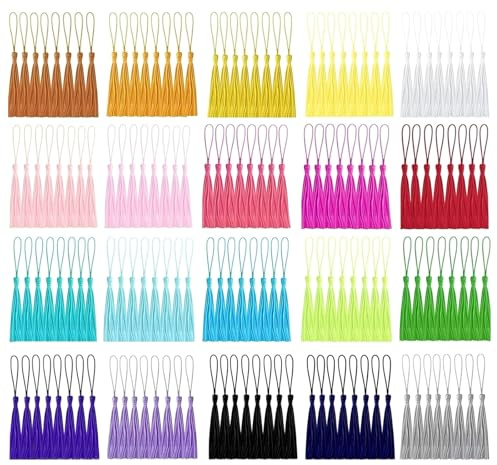 160 Stück Quasten Anhänger 13 cm (5 Zoll) Mini Quasten 20 Farben Tassels für Lesezeichen Anhänger Schmuckherstellung DIY Bastelzubehör Schlüsselanhänger Zubehör Kleiderdekoration