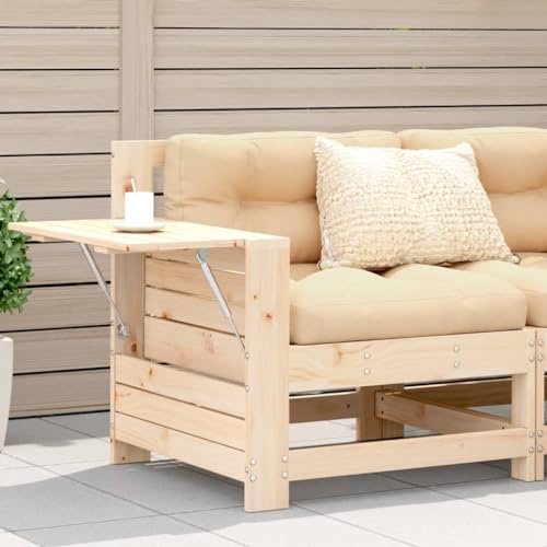 Ziaphsol Gartensofa mit Armlehne, Beistelltisch, Massivholz Kiefer, 69x62x70.5 cm, robust für Garten, Terrasse, Balkon, Outdoor-Möbel Set