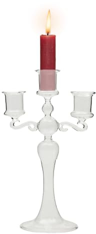 Candélabres à 3 Bougies - Bougeoirs en Verre Transparent à 3 Branches | Bougeoir décoratif pour fête à thème, Centre de Table, Salle à Manger, centres de Table candélabres