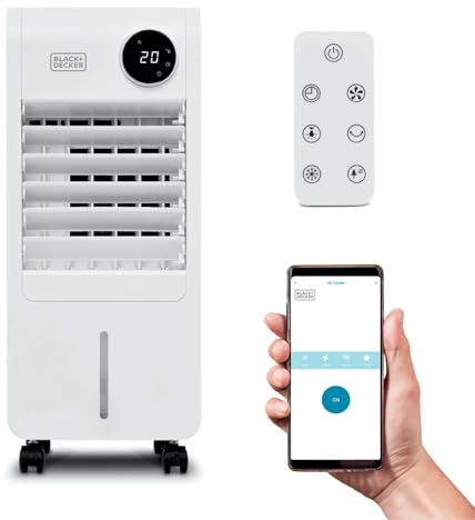 BLACK+DECKER Smart Digital Air Cooler, App & Remote Control, Weekly Programmable Timer, 3 Airflow Modes, Portable with 6L Water Tank, BXAC65014GB