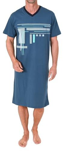 Normann Herren Kurzarm Nachthemd mit eleganten Frontprint – - auch in Übergrössen