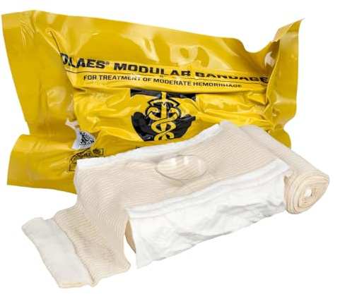 TACTICAL MEDICAL SOLUTIONS OLAES Modular Trauma Bandage 4 Inch, Verband, Traumabandage, 3 Meter sterile 4-lagige Gaze, Latexfrei, 1 Stück, 0.091 Kilogramm, Large