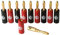 FISUAL Easy Fix Banana Plugs 24K Gold Plated (20 Pack) For Standard 4mm Speaker and Amplifier Terminals