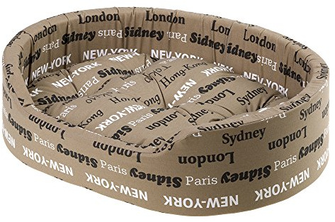 Ferplast Dog Bed Dandy, Removable, Washable Cushion, Cotton Cover with Soft Padding, also ideal as a Cat Bed, 45 x 35 xh 13 cm, Brown