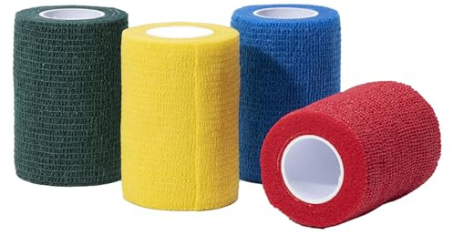 GIMA - Bunte Previtnt Bandagen aus Vliesstoff, selbstklebend, 5-Farben-Mix, 7,5 cm x 4,5 m, Packung 10 Stück, 34736