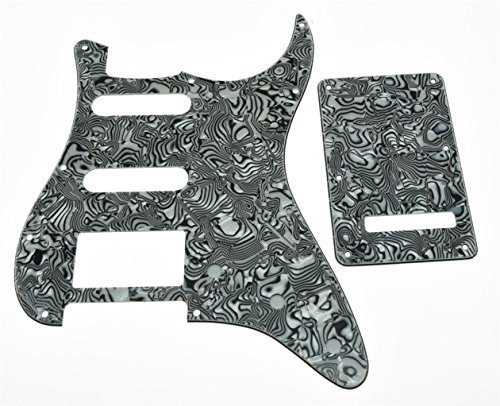 KAISH Schlagbrett im ST/Stratocaster-Stil, 11 Löcher, HSS, mit ST-Rückplatte, Tremolo-Trem-Abdeckung für USA/Mexiko-Stratocaster/Stratocaster, Schwarz / Weiß