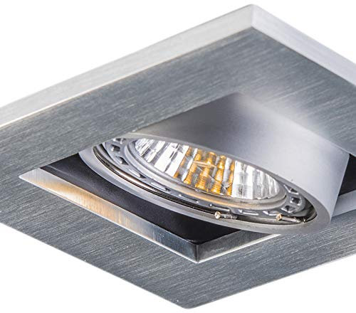 QAZQA - Modern Set aus 10 Einbaustrahlern Aluminium I Silver - Qure I Wohnzimmer I Schlafzimmer - Quadratisch - LED geeignet GU10