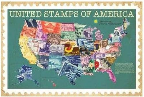Buyartforless United Stamps States of America Map 36x24 Smithsonian Art Print Poster Wall Decor Educational