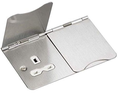 Knightsbridge FPR9UBCW Unswitched Floor Socket, Brushed Chrome with White Insert, 13 A, 2G