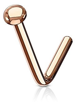 Paula & Fritz® Piercing de nez en forme de L avec boule plate - Piercing de nez pour ailes de nez - Bijou de nez - Piercing de nez - Acier inoxydable chirurgical 316L - Argent or rose doré noir, Acier