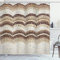 ABAKUHAUS Jahrgang Duschvorhang, Antike Mosaik-Effekt, Stoffliches Gewebe Badezimmerdekorationsset mit Haken, 175 x 180 cm, Beige Tan Brown