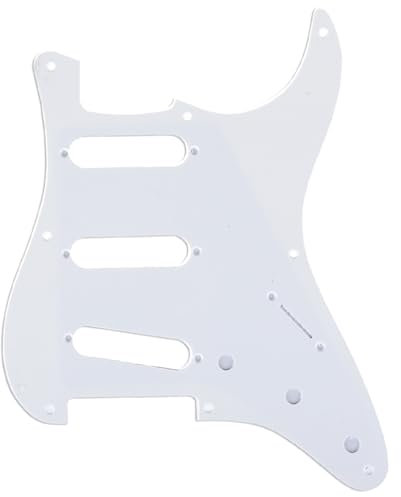 Musiclily Pro 8 Löcher 50s 57 Vintage SSS Strat Pickguard Gitarren Schlagbrett für American Stratocaster E-Gitarre,1 lagig Weiß