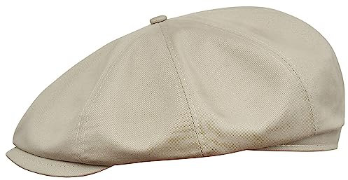 Sterkowski Modell Shelby | Baumwolle Schiebermütze für Herren und Damen | Fahrrad Cabrio Retro Kappe Freizeit Premium Stilvolle Gangster Gatsby Klassische Sommer Ballonmütze Schirm Beige-Grau 56