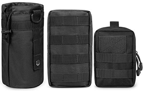 Gogoku 3 Pack Molle Pouch Combo Water Bottle Pouch Holder Tactical Molle Pouches Compact Utility Waist Bag Pack