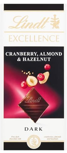 Lindt Excellence Dark Cranberry Almond & Hazelnut Bar, 100g