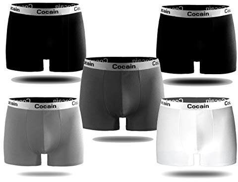Cocain underwear 5 Stück Herren Boxershorts Weiss schwarz grau mit elastischem Bund Gr. XXL hochwertige Qualität Retropants größe grösse gr. 48 50 52 54 56 58 sexy Boxershorts