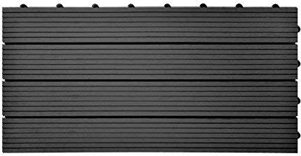 euroharry 28 Stück WPC Fliesen Balkonfliesen Terrasse 30x60cm Kunststoff Holzfliesen DIY Balkon Garten Klickfliesen