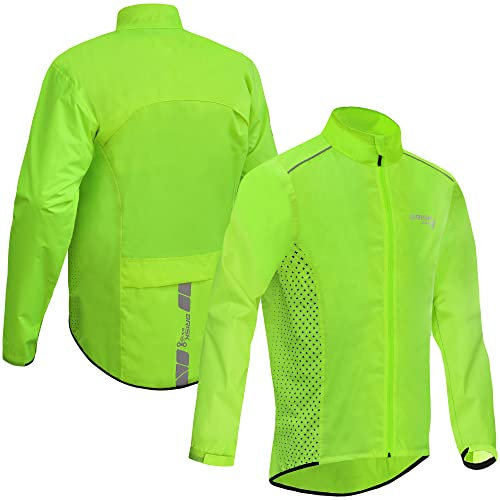 Brisk Bike Fahrrad Regenjacke Herren leichte und wasserdichte Fahrradregenjacke gut sichtbare lange Ärmel Fahrradjacke Herren (DE/NL/SE/PL, Alphanumerisch, S, Regular, Regular, Green)