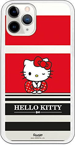 Personalaizer Schutzhülle für iPhone 11 Pro - Hello Kitty, rote und Schwarze Streifen