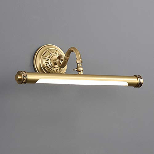 DESLP Lampada da Specchio Bagno Classico, Applique Frontale a Specchio Ottone con Testa Girevole, 3 Temperature di Colore, LED Luce Bagno Specchio Vintage Lampada Armadio per Toilette,41cm/7w