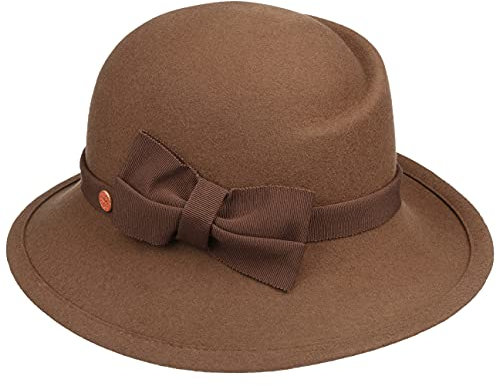 Mayser Jana Soft Wool Damenhut Wollhut Wollfilzhut Glockenhut Damen - Made in The EU mit Ripsband Winter Frühling-Sommer Herbst-Winter - One Size braun