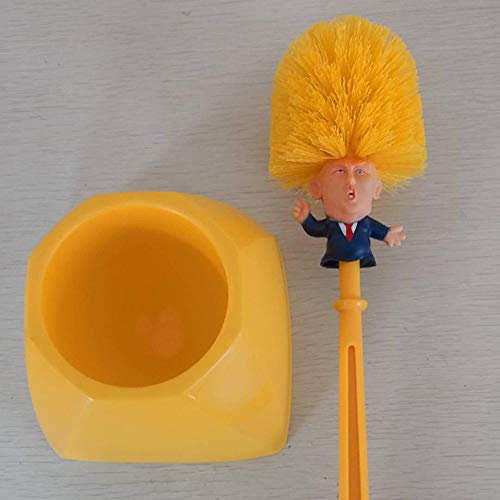 xrd Donald Trump Toilet Brush - Novelty Bowl Cleaner for Household Bathroom - President's Cleaning Scrubber with Holder Stand & Storage