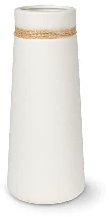 Flature Keramik Vase für Pampasgras - Boho Deko, Große Weiß Matt Blumenstrauß Vase 25cm Hoch für Flowers, Wohnungsdeko für Frische Blumen, Trockenblumen, Büro (Gr.L)